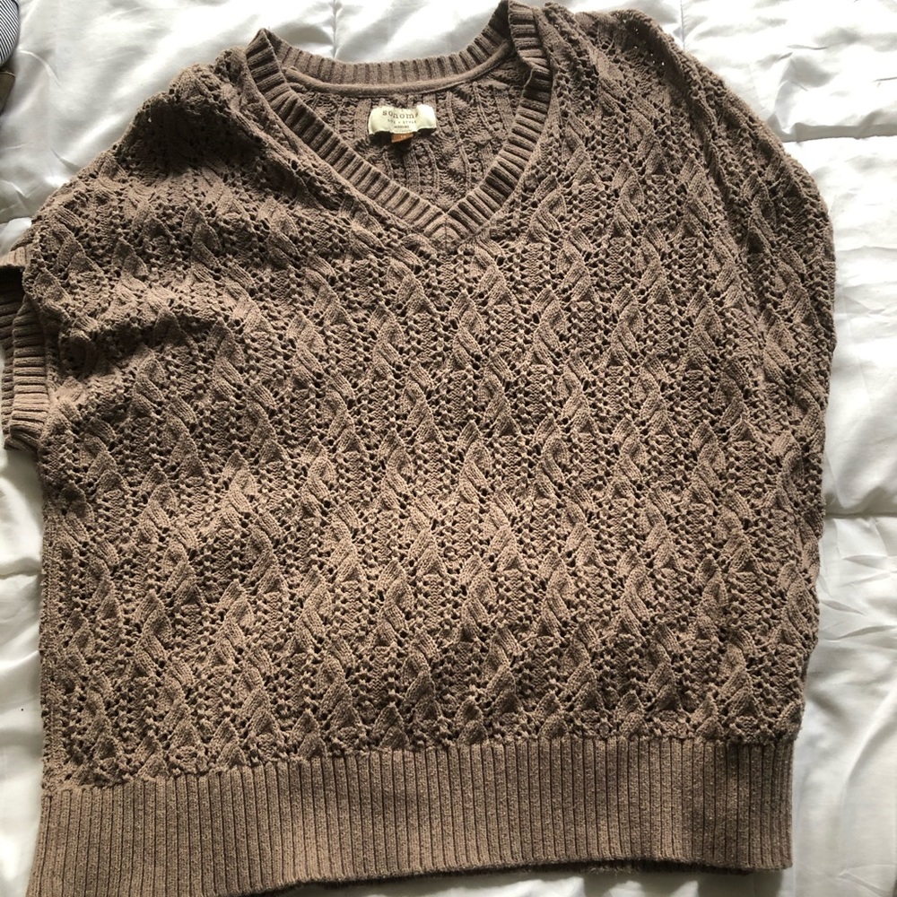 Shirt sleeve brown oversized sweater